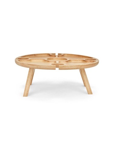 Plateau apéritif - LIVOO - MES150 - Bois d'hévéa - Plateau séparateur - 4 encoches pour verres - Pieds pliables – LIVOO (Plateau A Fromage - Cloche A Fromage) | STORE PRO SHOP 