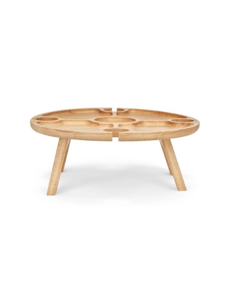 Plateau apéritif - LIVOO - MES150 - Bois d'hévéa - Plateau séparateur - 4 encoches pour verres - Pieds pliables – LIVOO (Plateau A Fromage - Cloche A Fromage) | STORE PRO SHOP 