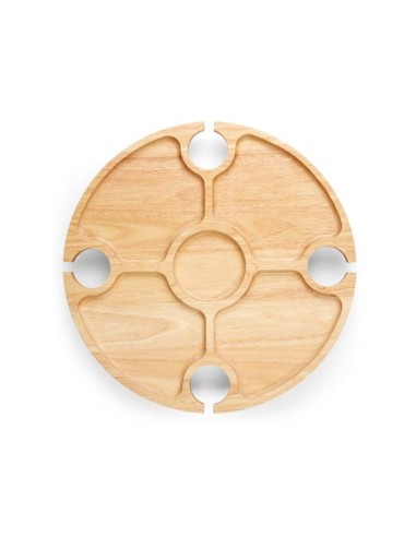 Plateau apéritif - LIVOO - MES150 - Bois d'hévéa - Plateau séparateur - 4 encoches pour verres - Pieds pliables – LIVOO (Plateau A Fromage - Cloche A Fromage) | STORE PRO SHOP 