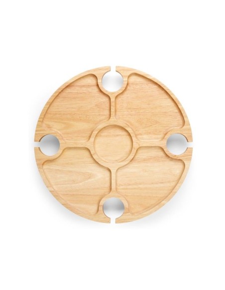 Plateau apéritif - LIVOO - MES150 - Bois d'hévéa - Plateau séparateur - 4 encoches pour verres - Pieds pliables – LIVOO (Plateau A Fromage - Cloche A Fromage) | STORE PRO SHOP 