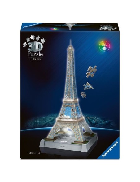 Puzzle 3D Iconics - Tour Eiffel illuminée – RAVENSBURGER (Puzzle) | STORE PRO SHOP 