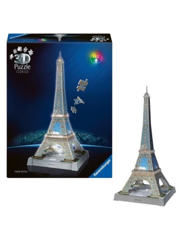 Puzzle 3D Iconics - Tour Eiffel illuminée – RAVENSBURGER (Puzzle) | STORE PRO SHOP 