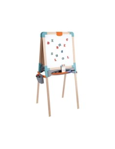 Smoby - Tableau en bois double face - Ardoise craie et Blanche magnétique - Pliable et hauteur ajustable - 80 accessoires - Dé