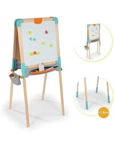 Smoby - Tableau en bois double face - Ardoise craie et Blanche magnétique - Pliable et hauteur ajustable - 80 accessoires - Dé 2