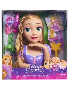 Tete a coiffer - DISNEY PRINCESSES - Tete a Coiffer Raiponce Deluxe - 12 accessoires, faux flacon de vernis, guide coiffure