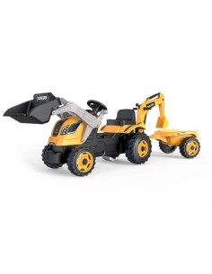 Tracteur a pédales Builder Max  Remorque  Pelleteuse  Pelle - Smoby - Jaune