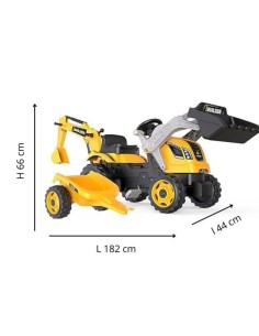 Tracteur a pédales Builder Max  Remorque  Pelleteuse  Pelle - Smoby - Jaune 2