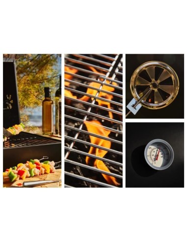 Barbecue a charbon MIKE - 2 grilles acier chromé - Surface de cuisson : 71 x 35 cm - Noir – COOKINGBOX (Barbecue) | STORE PRO SHOP 