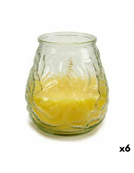 Bougie Parfumée Jaune Transparent Citronnelle 9 x 9,5 x 9 cm (6 Unités)