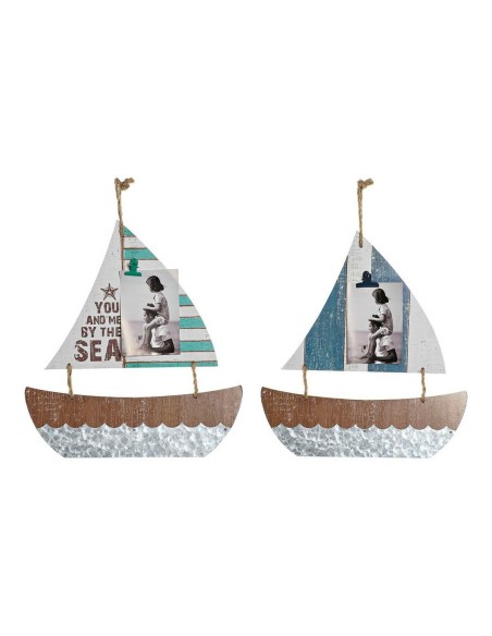 Décoration Suspendue DKD Home Decor Voilier Marron Multicouleur méditerranéen 40 x 2 x 43 cm (2 Unités)