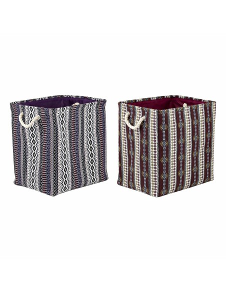 Boîte Décorative DKD Home Decor Polyester Indien Feuille de Mousse 40 x 30 x 40 cm (2 Unités)