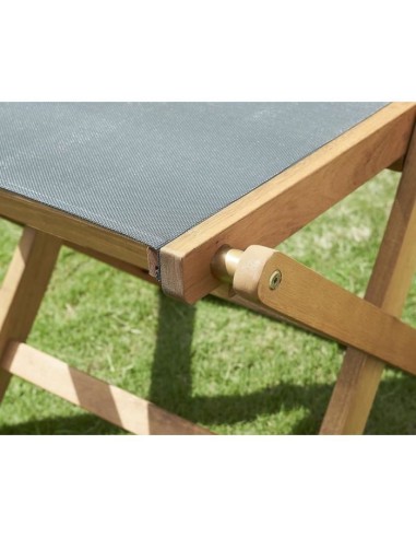 Lot de 2 chaises de jardin en bois d'acacia FSC et assise textilene - 50 x 57 x 90 cm - Gris – AUCUNE (Chaise De Jardin - Fauteuil De Jardin - Tabouret De Jar) | STORE PRO SHOP 