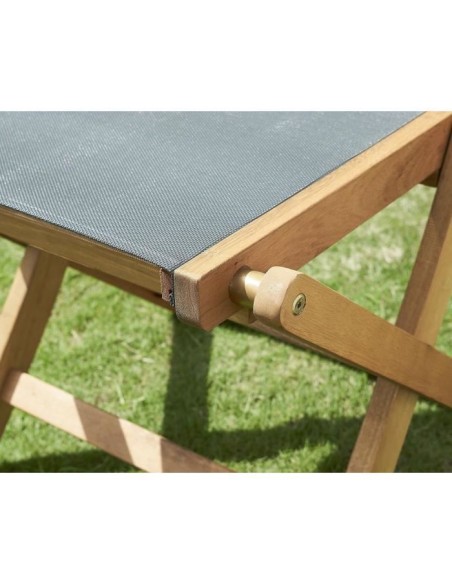 Lot de 2 chaises de jardin en bois d'acacia FSC et assise textilene - 50 x 57 x 90 cm - Gris – AUCUNE (Chaise De Jardin - Fauteuil De Jardin - Tabouret De Jar) | STORE PRO SHOP 