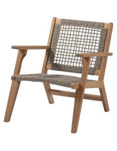 Fauteuil de jardin bas en bois d'Acacia FSC et en résine tressée - BORA - l60xP76xH73 cm