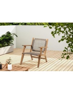 Fauteuil de jardin bas en bois d'Acacia FSC et en résine tressée - BORA - l60xP76xH73 cm 2