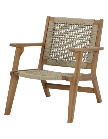 Fauteuil de jardin bas en bois d'Acacia FSC et en corde - MERIDA - Vert olive – AUCUNE (Chaise De Jardin - Fauteuil De Jardin - Tabouret De Jar) | STORE PRO SHOP 