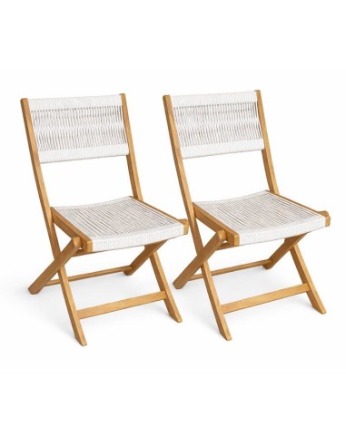 Lot de 2 chaises de jardin pliantes - AWANA - Bois d'acacia FSC - Cordage tressé - 52 x 48 x 85 cm – NO NAME (Chaise De Jardin - Fauteuil De Jardin - Tabouret De Jar) | STORE PRO SHOP 