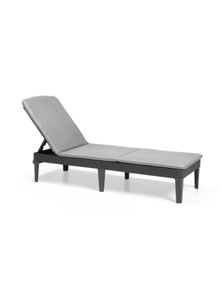 ALLIBERT  Bain de soleil JAIPUR - imitation résine tressée - Gris – ALLIBERT JARDIN (Chaise Longue - Transat - Bain De Soleil) | STORE PRO SHOP 