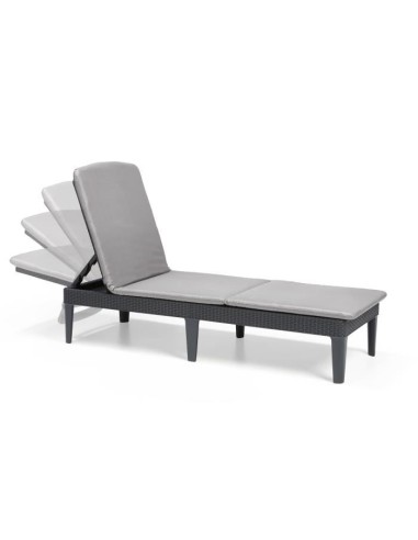 ALLIBERT  Bain de soleil JAIPUR - imitation résine tressée - Gris – ALLIBERT JARDIN (Chaise Longue - Transat - Bain De Soleil) | STORE PRO SHOP 