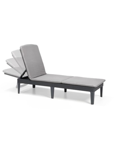 ALLIBERT  Bain de soleil JAIPUR - imitation résine tressée - Gris – ALLIBERT JARDIN (Chaise Longue - Transat - Bain De Soleil) | STORE PRO SHOP 