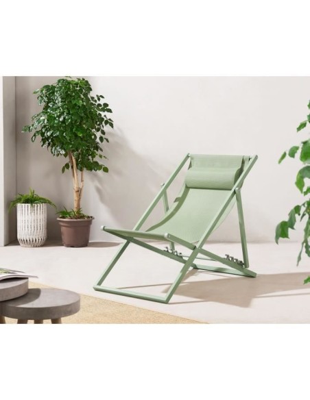 Chilienne PAROS - Structure en acier - L 63 x P 104 x H 85 cm Vert kaki – AUCUNE (Chaise Longue - Transat - Bain De Soleil) | STORE PRO SHOP 