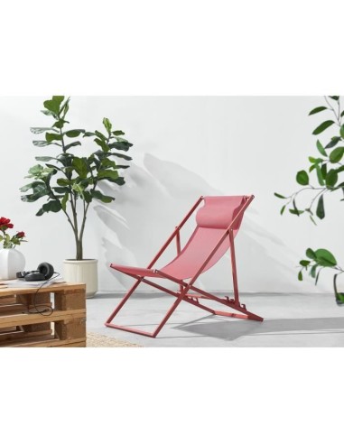 Chilienne PAROS - Structure en acier - L 63 x P 104 x H 85 cm - Terracotta – AUCUNE (Chaise Longue - Transat - Bain De Soleil) | STORE PRO SHOP 