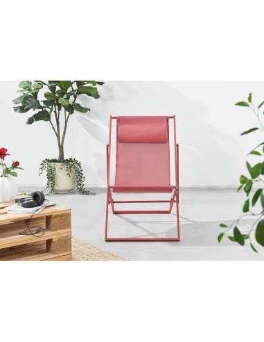 Chilienne PAROS - Structure en acier - L 63 x P 104 x H 85 cm - Terracotta – AUCUNE (Chaise Longue - Transat - Bain De Soleil) | STORE PRO SHOP 