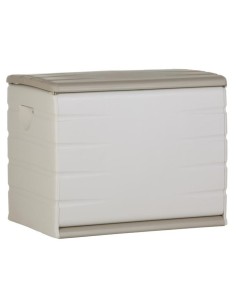 PLASTIKEN Coffre 260L Intérieur/Extérieur Fonctionnel et Esthétique Cadenassable avec Roulettes Beige