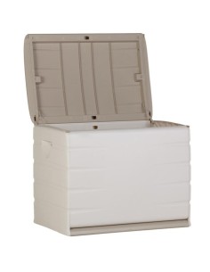 PLASTIKEN Coffre 260L Intérieur/Extérieur Fonctionnel et Esthétique Cadenassable avec Roulettes Beige 2